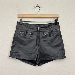 RAMISU Shorts Black Faux Leather High Rise Motorcycle Biker Goth Grunge